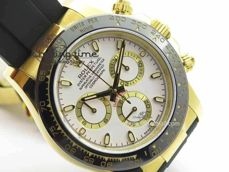 MiroTime 0417 Timeless Daytona YG 116518LN JH Best Edition White Dial On Rubber Strap A4130 (Free XS rubber strap) 3643